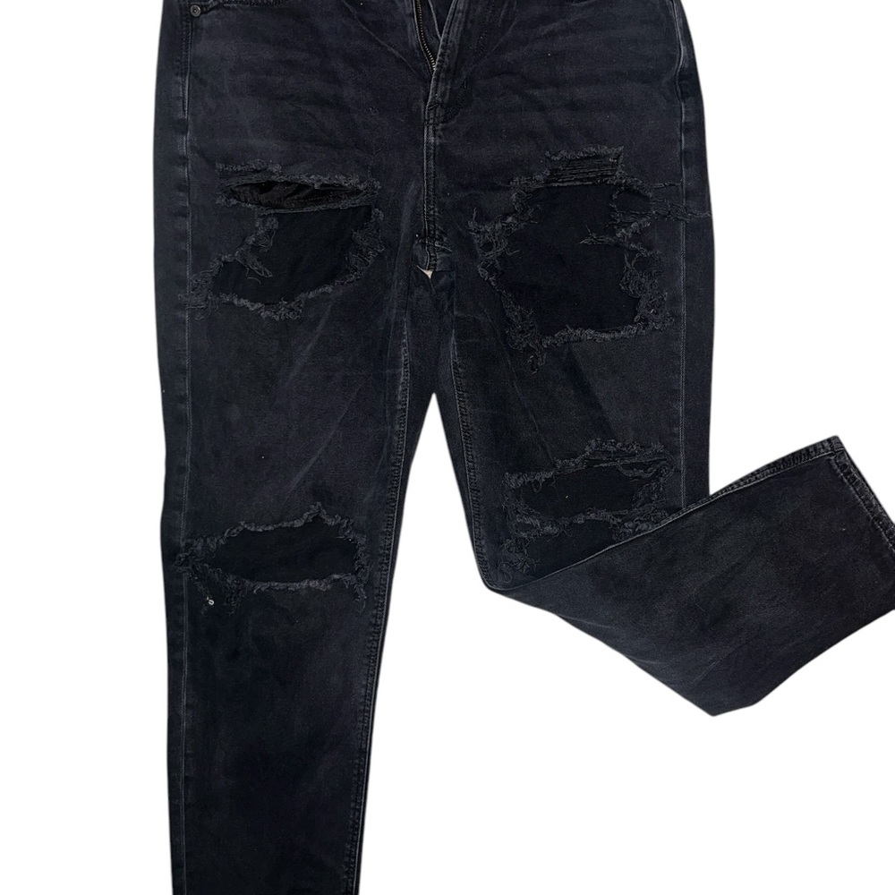 AMERICAN EAGLE | WOMENS BLACK DISTRESSED MOM JEANS SZ 12